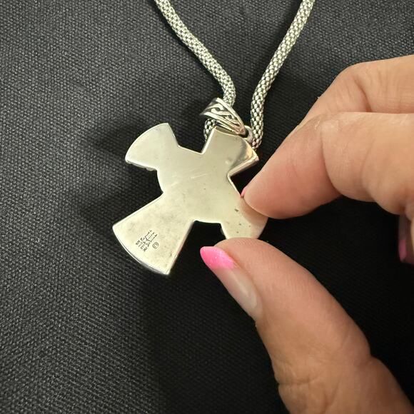 Retired Rare James Avery Hands Heart Crown Cross Pendant Necklace - Picture 5 of 10